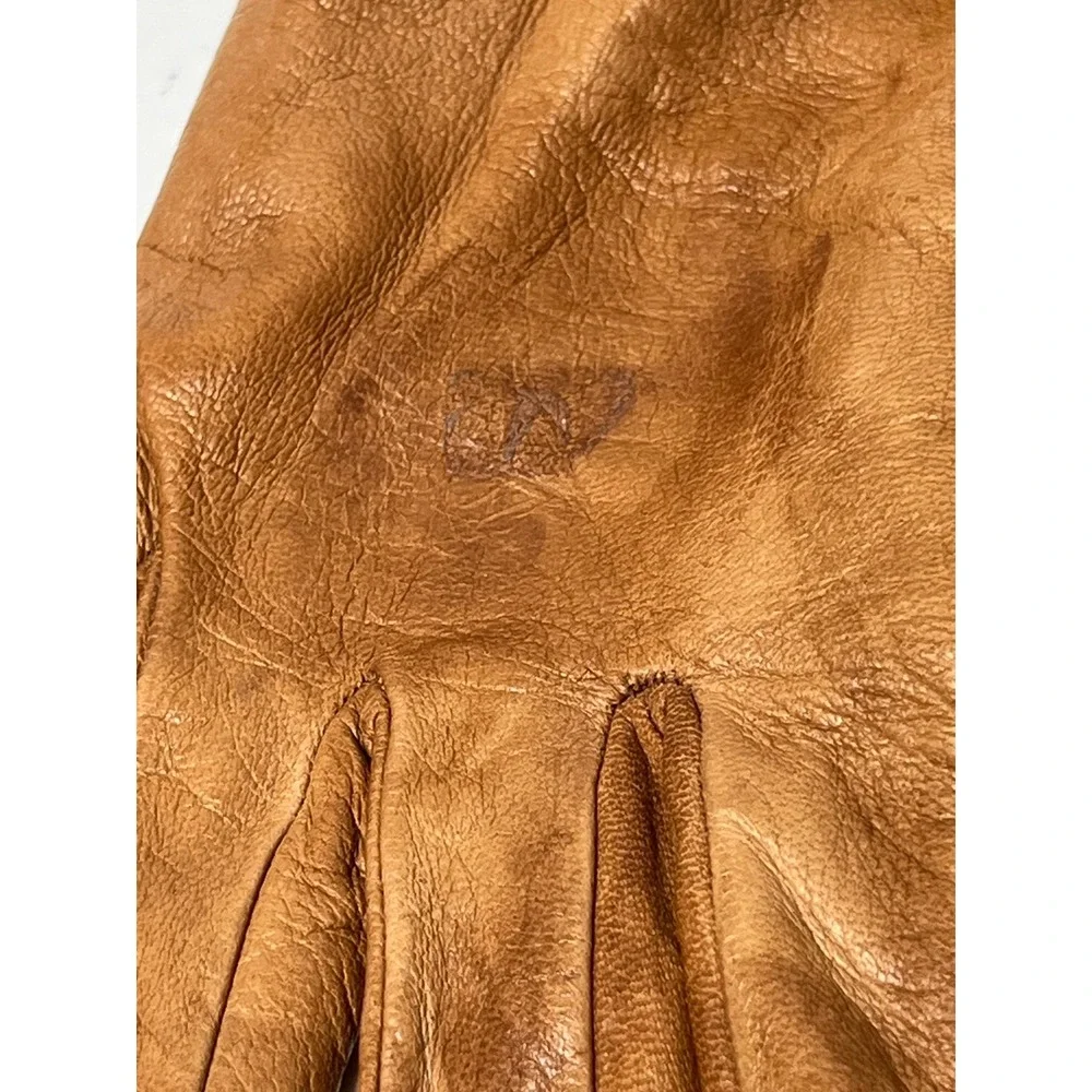 Neiman Marcus Womens Gloves Italian Leather Silk Lined 7 Tan Cognac Dress Luxury